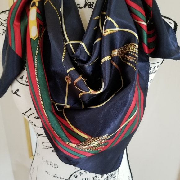 Satin Scarf Blue And Red Color 34 × 34 Inches..... - Picture 5 of 9